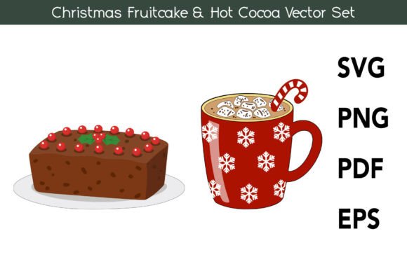 Download Christmas Fruitcake &amp; Hot Cocoa Vector - Vector Collection