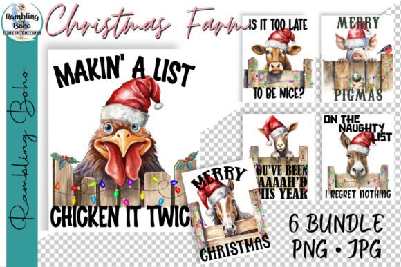Download Christmas Farm Animals Bundle of 6 - Christmas farm animals Collection