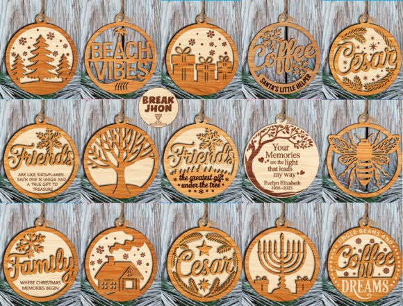 Download 15 Laser Cut Round Ornaments Cutfile Svg - Round ornament Collection