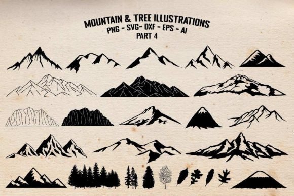 Download Mountains and Trees Illustrations Vector - Vector Collection