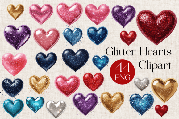 Download 44 Glitter Hearts Clipart, Valentine - Hearts Collection