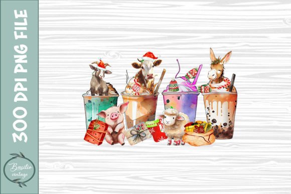 Download Christmas Farm Animals Boba Tea - Christmas farm animals Collection