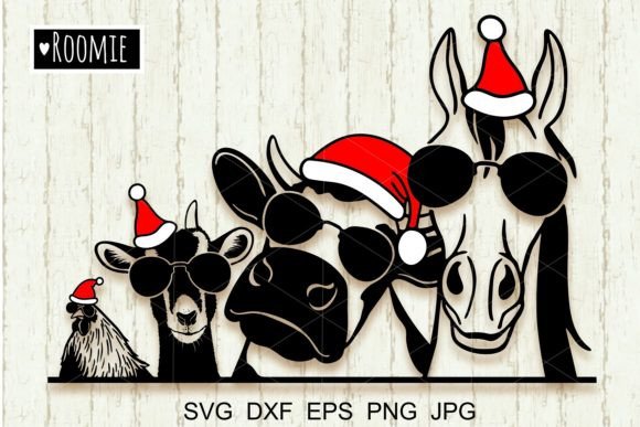 Download Christmas Farm Animals with Santa Hat - Christmas farm animals Collection